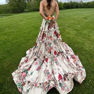 Sherri Hill prom dress! Style 56256, size 2, champagne print. Only worn once!